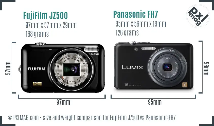 FujiFilm JZ500 vs Panasonic FH7 size comparison FujiFilm JZ500 vs Panasonic FH7 size comparison
