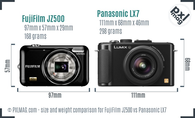 FujiFilm JZ500 vs Panasonic LX7 size comparison FujiFilm JZ500 vs Panasonic LX7 size comparison