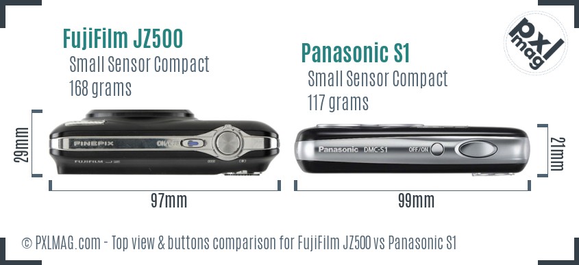 FujiFilm JZ500 vs Panasonic S1 top view buttons comparison