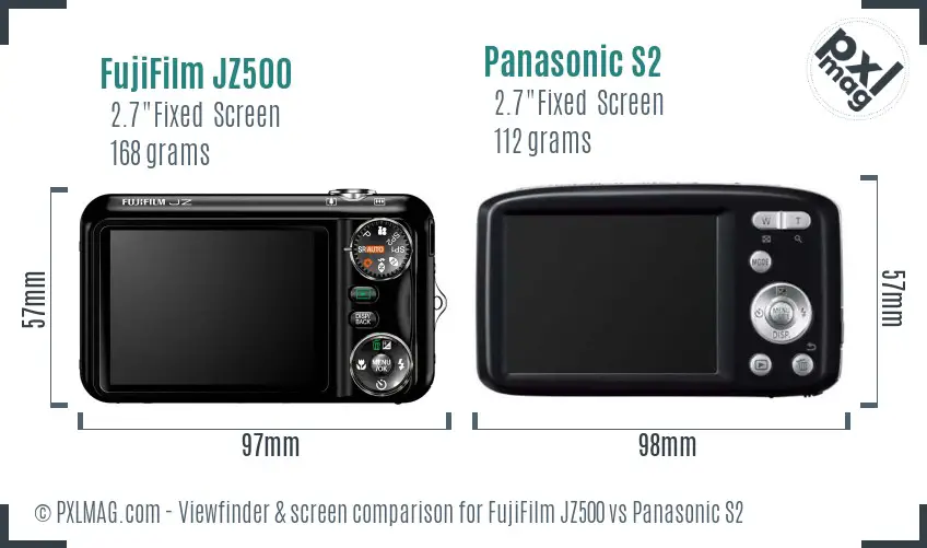 FujiFilm JZ500 vs Panasonic S2 Screen and Viewfinder comparison