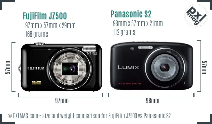 FujiFilm JZ500 vs Panasonic S2 size comparison
