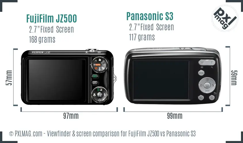 FujiFilm JZ500 vs Panasonic S3 Screen and Viewfinder comparison