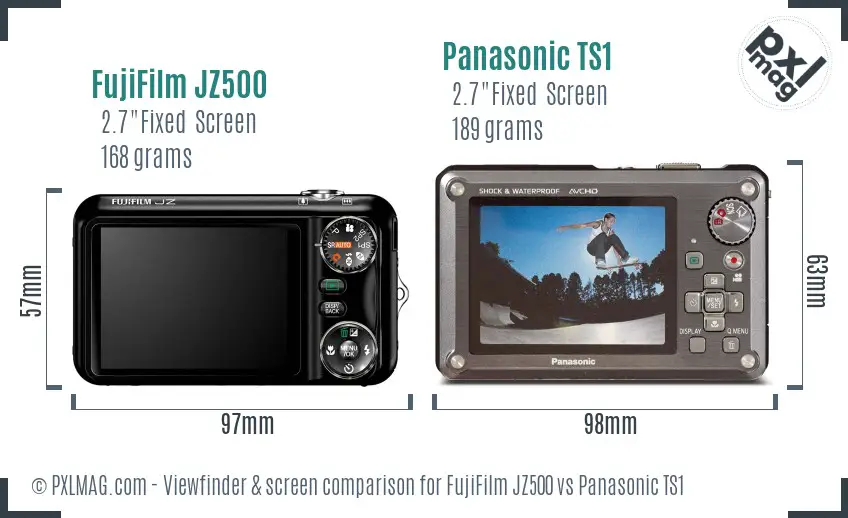 FujiFilm JZ500 vs Panasonic TS1 Screen and Viewfinder comparison