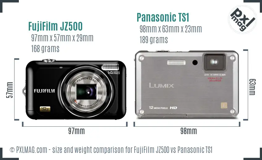 FujiFilm JZ500 vs Panasonic TS1 size comparison