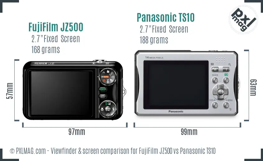 FujiFilm JZ500 vs Panasonic TS10 Screen and Viewfinder comparison