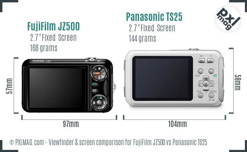 FujiFilm JZ500 vs Panasonic TS25 Screen and Viewfinder comparison