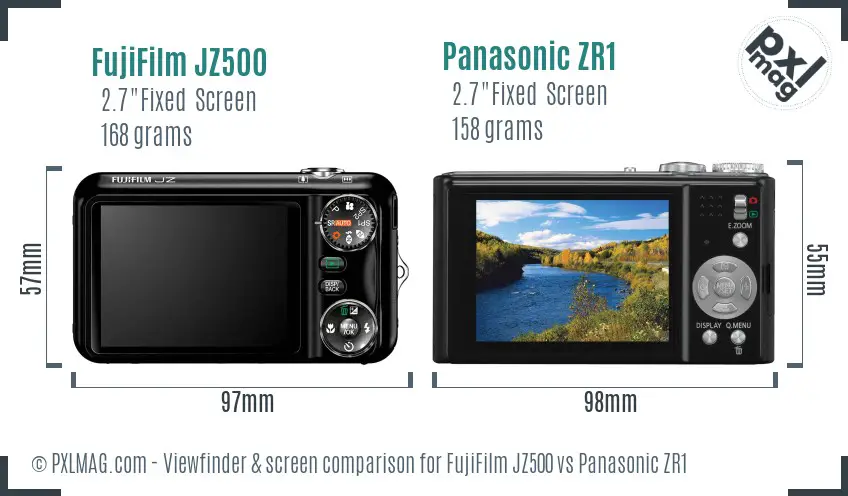 FujiFilm JZ500 vs Panasonic ZR1 Screen and Viewfinder comparison
