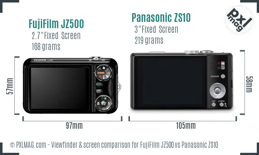 FujiFilm JZ500 vs Panasonic ZS10 Screen and Viewfinder comparison FujiFilm JZ500 vs Panasonic ZS10 Screen and Viewfinder comparison