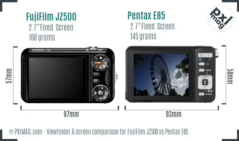 FujiFilm JZ500 vs Pentax E85 Screen and Viewfinder comparison