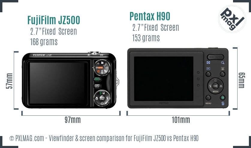 FujiFilm JZ500 vs Pentax H90 Screen and Viewfinder comparison