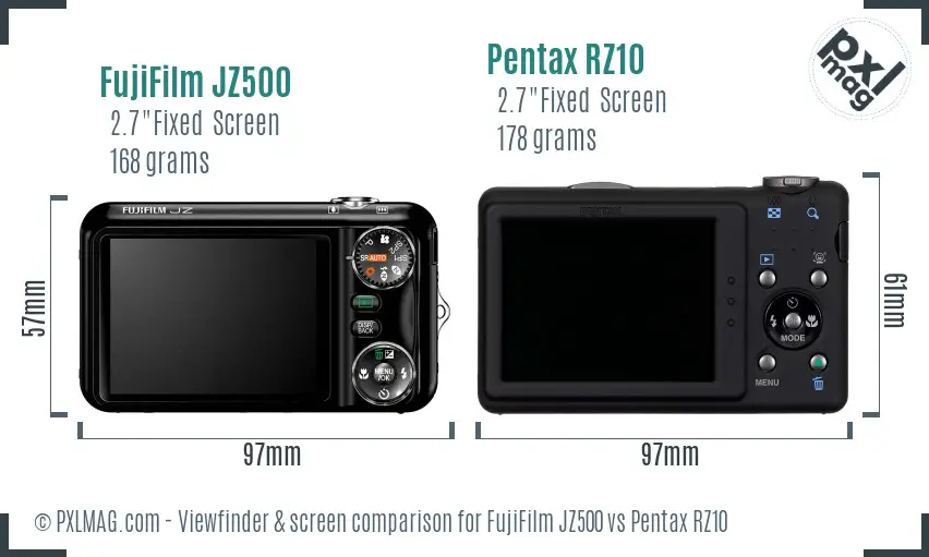 FujiFilm JZ500 vs Pentax RZ10 Screen and Viewfinder comparison