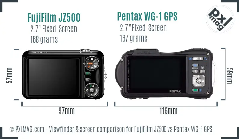 FujiFilm JZ500 vs Pentax WG-1 GPS Screen and Viewfinder comparison