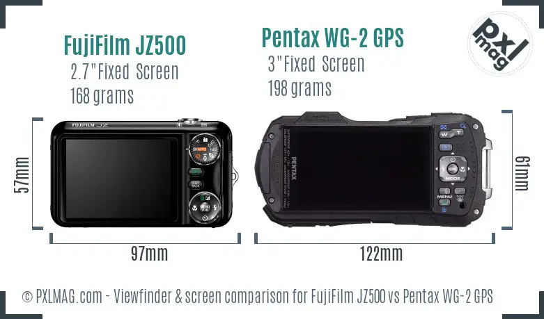 FujiFilm JZ500 vs Pentax WG-2 GPS Screen and Viewfinder comparison FujiFilm JZ500 vs Pentax WG-2 GPS Screen and Viewfinder comparison
