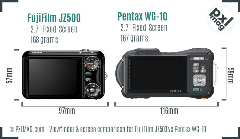FujiFilm JZ500 vs Pentax WG-10 Screen and Viewfinder comparison