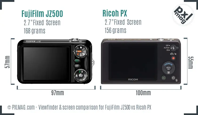 FujiFilm JZ500 vs Ricoh PX Screen and Viewfinder comparison