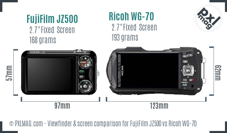 FujiFilm JZ500 vs Ricoh WG-70 Screen and Viewfinder comparison