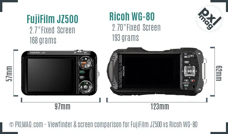 FujiFilm JZ500 vs Ricoh WG-80 Screen and Viewfinder comparison