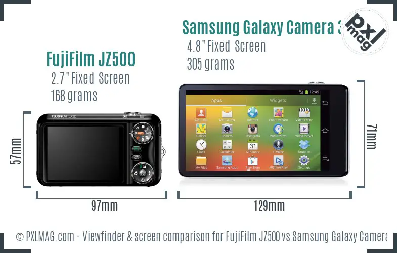 FujiFilm JZ500 vs Samsung Galaxy Camera 3G Screen and Viewfinder comparison FujiFilm JZ500 vs Samsung Galaxy Camera 3G Screen and Viewfinder comparison