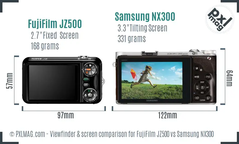 FujiFilm JZ500 vs Samsung NX300 Screen and Viewfinder comparison FujiFilm JZ500 vs Samsung NX300 Screen and Viewfinder comparison