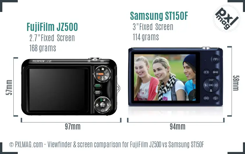 FujiFilm JZ500 vs Samsung ST150F Screen and Viewfinder comparison FujiFilm JZ500 vs Samsung ST150F Screen and Viewfinder comparison