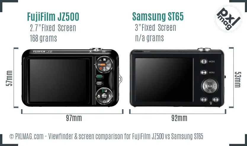 FujiFilm JZ500 vs Samsung ST65 Screen and Viewfinder comparison