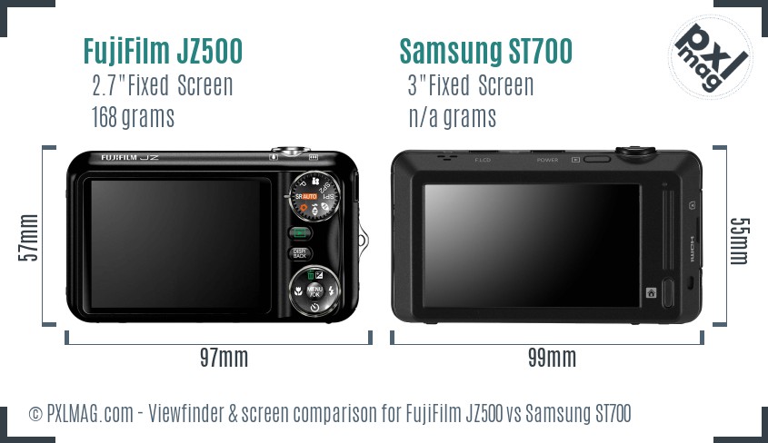 FujiFilm JZ500 vs Samsung ST700 Screen and Viewfinder comparison