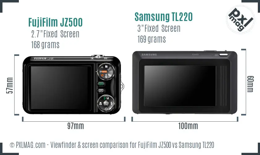 FujiFilm JZ500 vs Samsung TL220 Screen and Viewfinder comparison