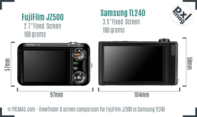 FujiFilm JZ500 vs Samsung TL240 Screen and Viewfinder comparison FujiFilm JZ500 vs Samsung TL240 Screen and Viewfinder comparison