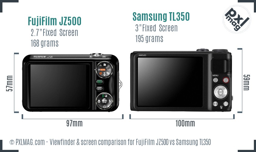 FujiFilm JZ500 vs Samsung TL350 Screen and Viewfinder comparison