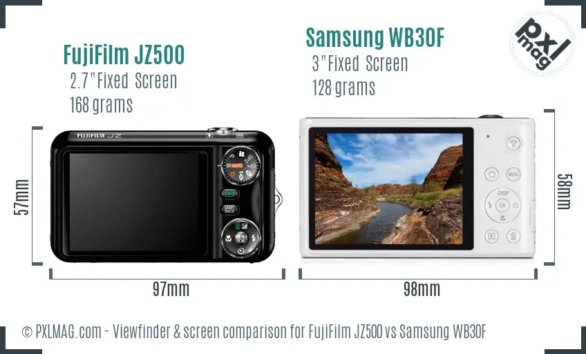 FujiFilm JZ500 vs Samsung WB30F Screen and Viewfinder comparison FujiFilm JZ500 vs Samsung WB30F Screen and Viewfinder comparison