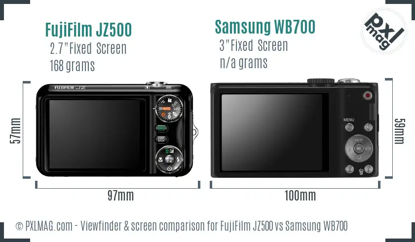 FujiFilm JZ500 vs Samsung WB700 Screen and Viewfinder comparison