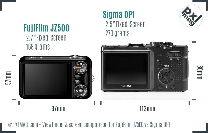 FujiFilm JZ500 vs Sigma DP1 Screen and Viewfinder comparison