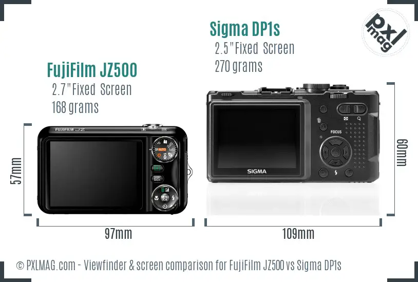 FujiFilm JZ500 vs Sigma DP1s Screen and Viewfinder comparison