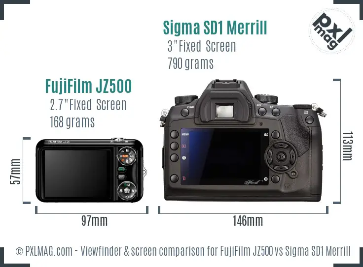 FujiFilm JZ500 vs Sigma SD1 Merrill Screen and Viewfinder comparison
