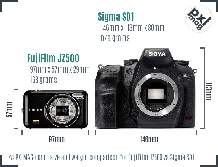 FujiFilm JZ500 vs Sigma SD1 size comparison