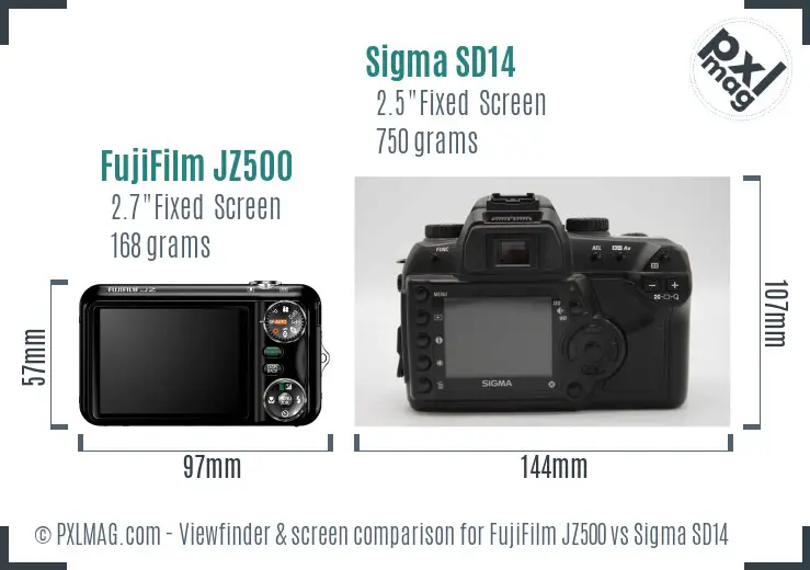 FujiFilm JZ500 vs Sigma SD14 Screen and Viewfinder comparison