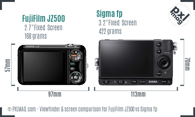FujiFilm JZ500 vs Sigma fp Screen and Viewfinder comparison