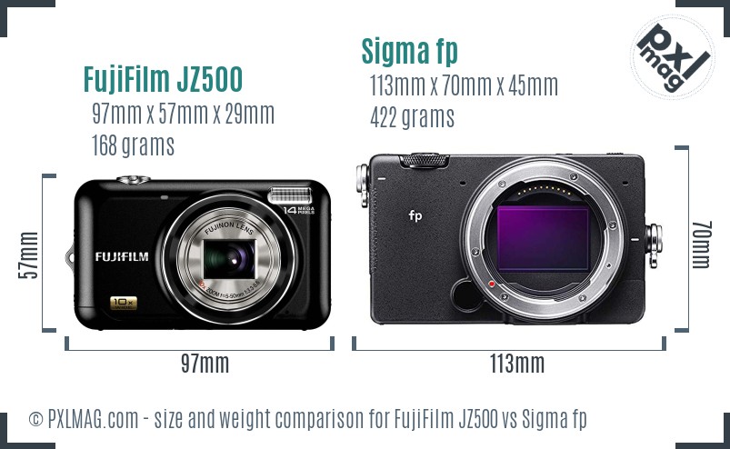 FujiFilm JZ500 vs Sigma fp size comparison FujiFilm JZ500 vs Sigma fp size comparison