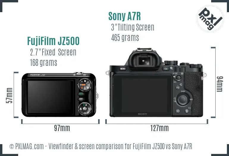 FujiFilm JZ500 vs Sony A7R Screen and Viewfinder comparison