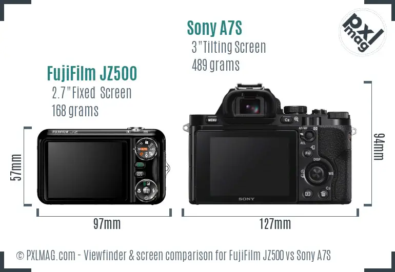 FujiFilm JZ500 vs Sony A7S Screen and Viewfinder comparison