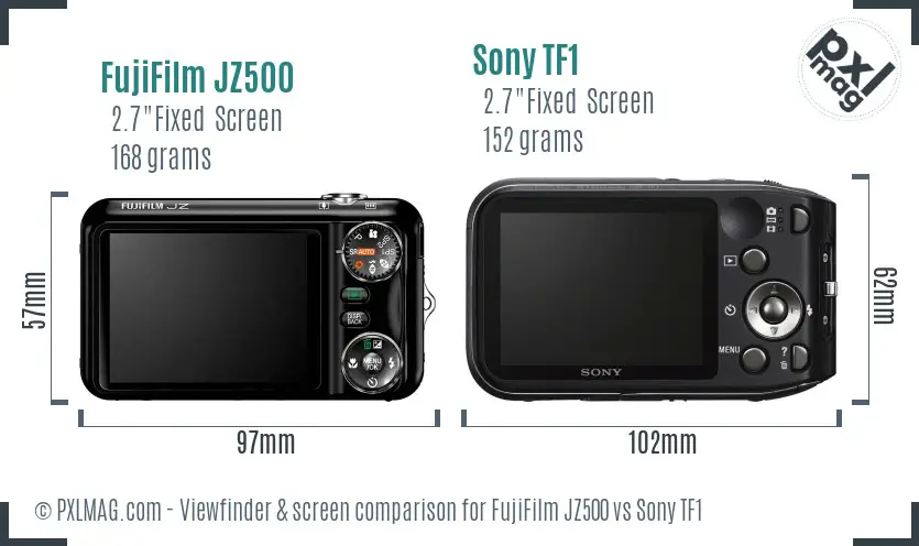 FujiFilm JZ500 vs Sony TF1 Screen and Viewfinder comparison