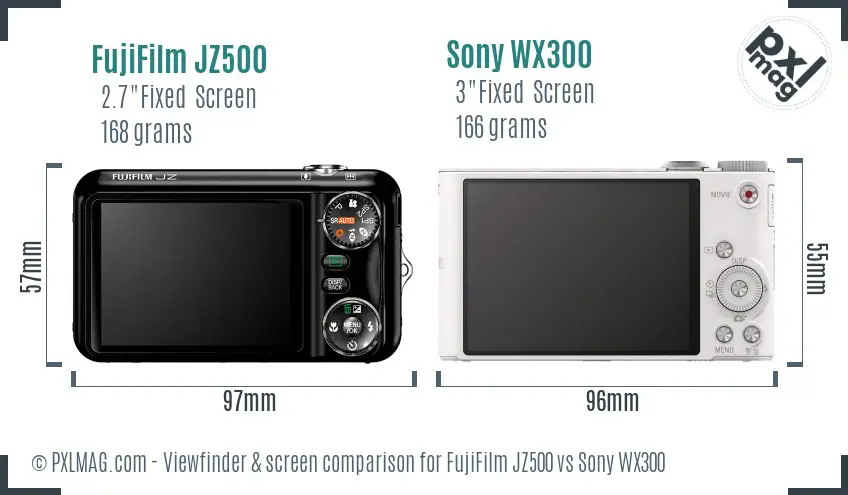 FujiFilm JZ500 vs Sony WX300 Screen and Viewfinder comparison FujiFilm JZ500 vs Sony WX300 Screen and Viewfinder comparison