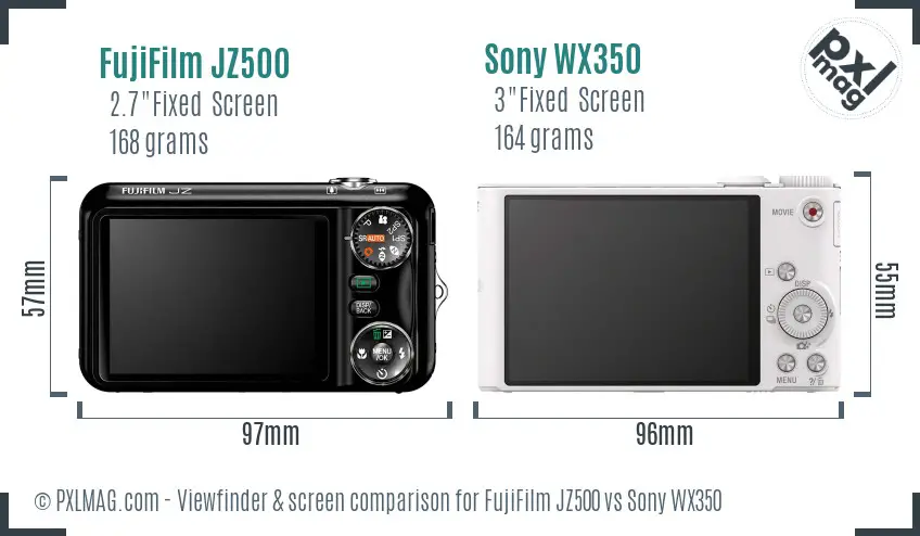 FujiFilm JZ500 vs Sony WX350 Screen and Viewfinder comparison FujiFilm JZ500 vs Sony WX350 Screen and Viewfinder comparison