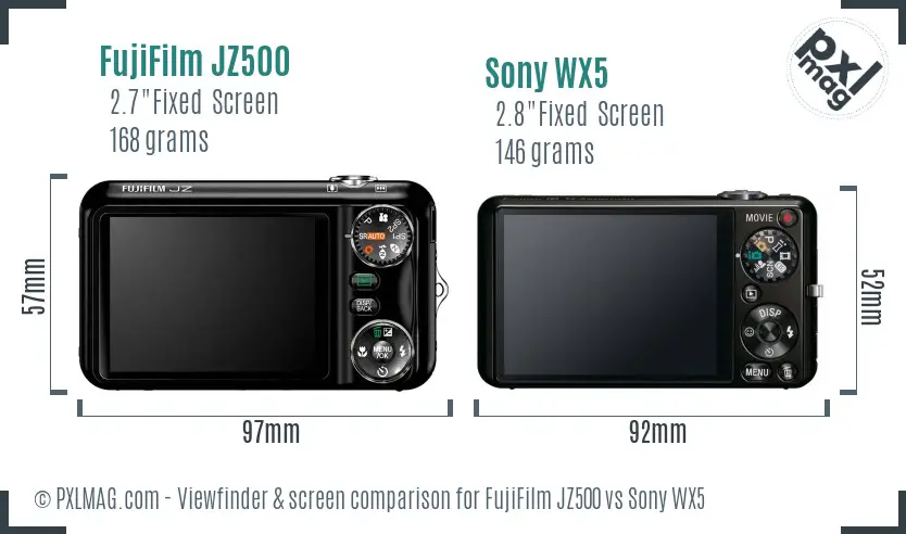 FujiFilm JZ500 vs Sony WX5 Screen and Viewfinder comparison