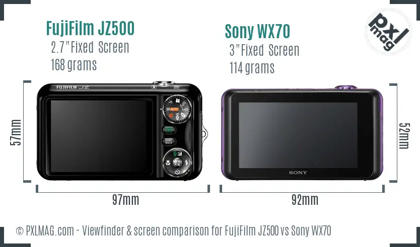 FujiFilm JZ500 vs Sony WX70 Screen and Viewfinder comparison FujiFilm JZ500 vs Sony WX70 Screen and Viewfinder comparison