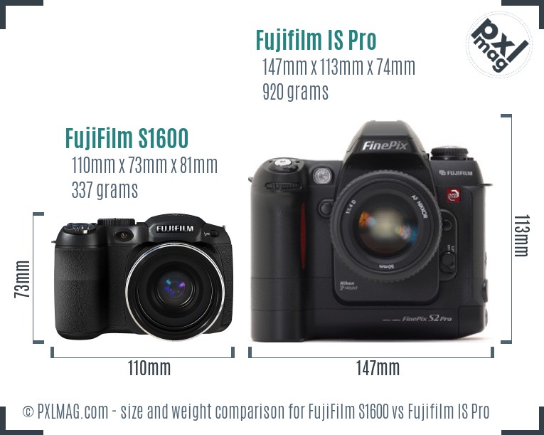 FujiFilm S1600 vs Fujifilm IS Pro size comparison FujiFilm S1600 vs Fujifilm IS Pro size comparison