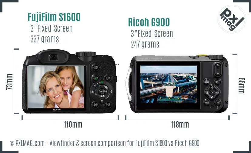 FujiFilm S1600 vs Ricoh G900 Screen and Viewfinder comparison FujiFilm S1600 vs Ricoh G900 Screen and Viewfinder comparison