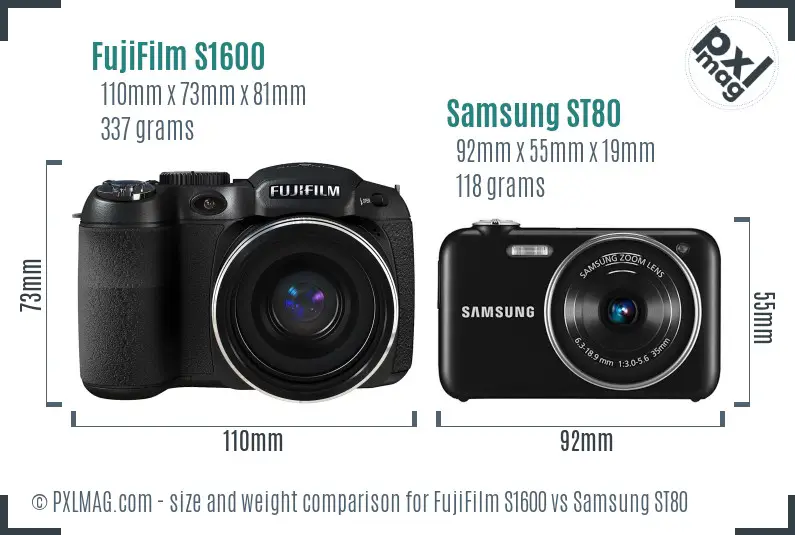 FujiFilm S1600 vs Samsung ST80 size comparison FujiFilm S1600 vs Samsung ST80 size comparison