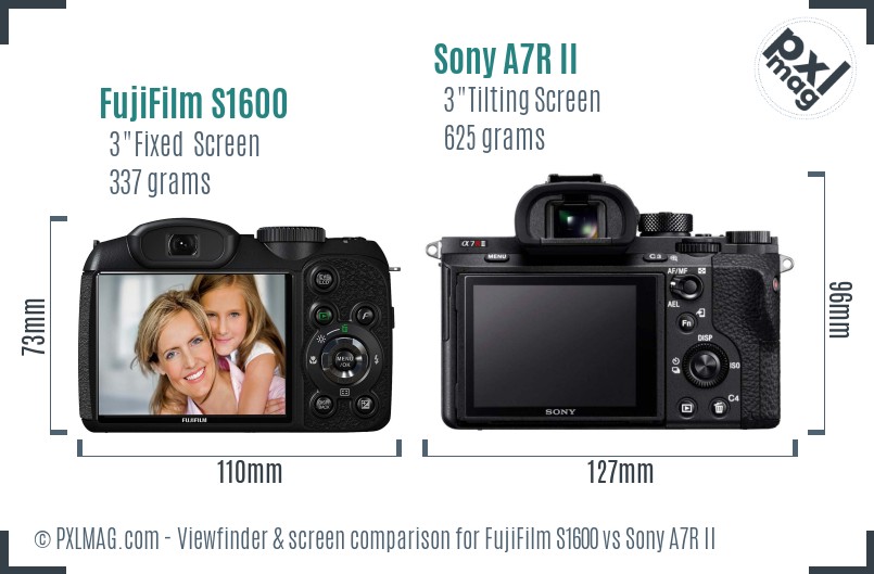 FujiFilm S1600 vs Sony A7R II Screen and Viewfinder comparison