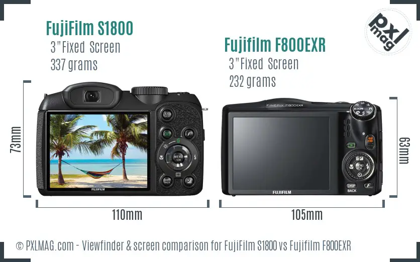 FujiFilm S1800 vs Fujifilm F800EXR Screen and Viewfinder comparison FujiFilm S1800 vs Fujifilm F800EXR Screen and Viewfinder comparison